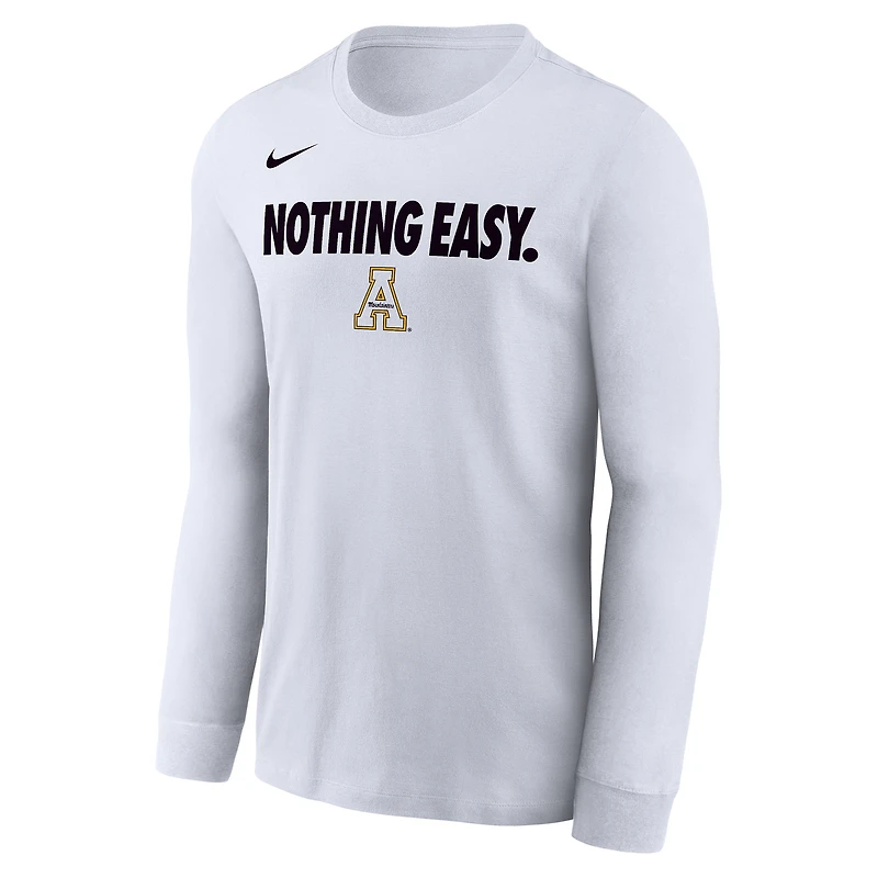 Men's Nike White Appalachian State Mountaineers 2025 On-Court Bench Long Sleeve T-Shirt