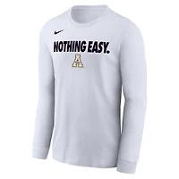Men's Nike White Appalachian State Mountaineers 2025 On-Court Bench Long Sleeve T-Shirt