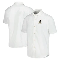 Men's Tommy Bahama White Appalachian State Mountaineers Coconut Point Palm Vista IslandZone Camp Button-Up Shirt