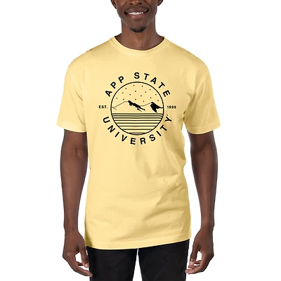T-shirt teint en pièce jaune pour homme Uscape Apparel des Appalachian State Mountaineers