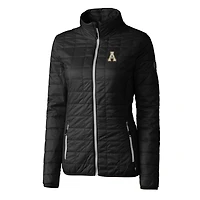 Veste matelassée isolante entièrement zippée Rainier Eco pour femme, noire, des Appalachian State Mountaineers Cutter & Buck