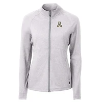 Veste zippée intégrale en tricot recyclé Adapt Eco Knit Heather pour femme des Appalachian State Mountaineers, gris chiné Cutter & Buck