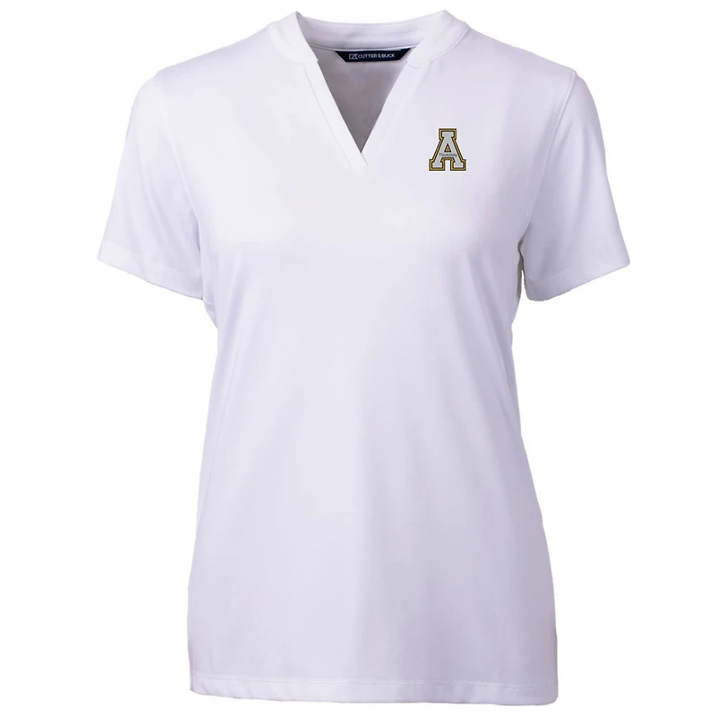 Women's Cutter & Buck White Appalachian State Mountaineers Forge Blade V-Neck Top
