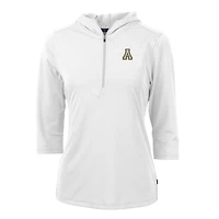 Sweat à capuche manches 3/4 et demi-zip en piqué écologique pour femme, coupeur buck, blanc, des Appalachian State Mountaineers, Virtue