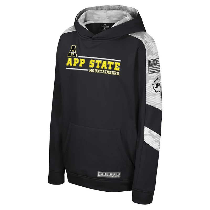 Youth Colosseum Black Appalachian State Mountaineers OHT Military Appreciation Cyclone Digital Camo Pullover Hoodie
