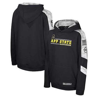 Youth Colosseum Black Appalachian State Mountaineers OHT Military Appreciation Cyclone Digital Camo Pullover Hoodie