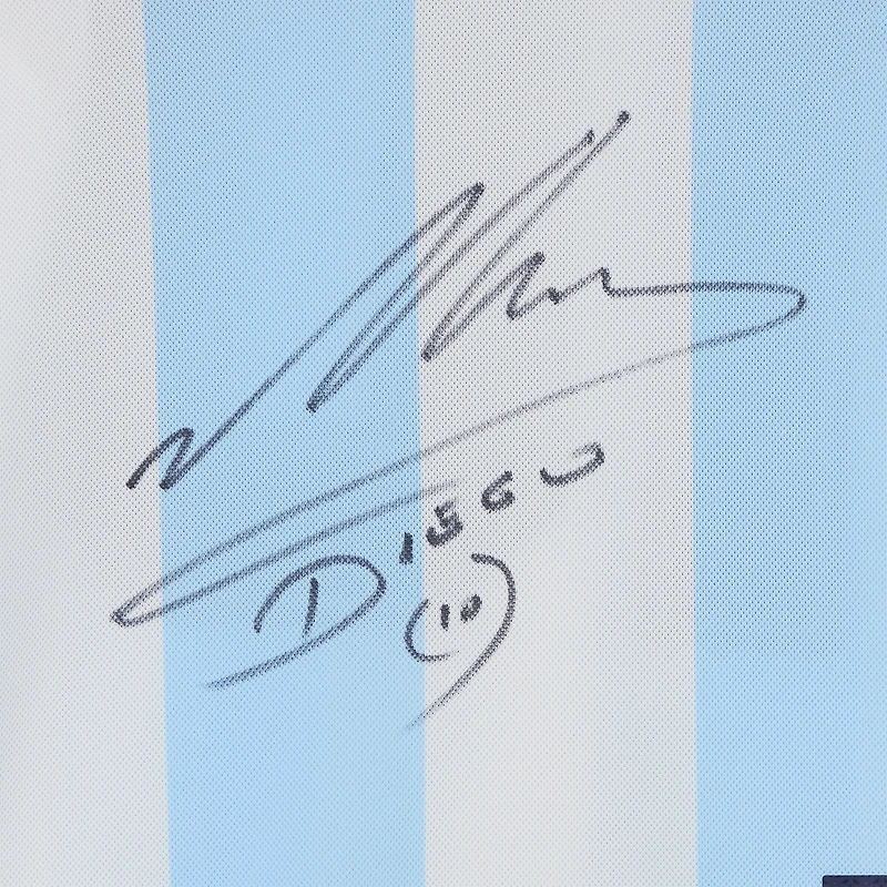 Diego Maradona Argentina National Team Autographed Blue/White Home Jersey - Front Signature