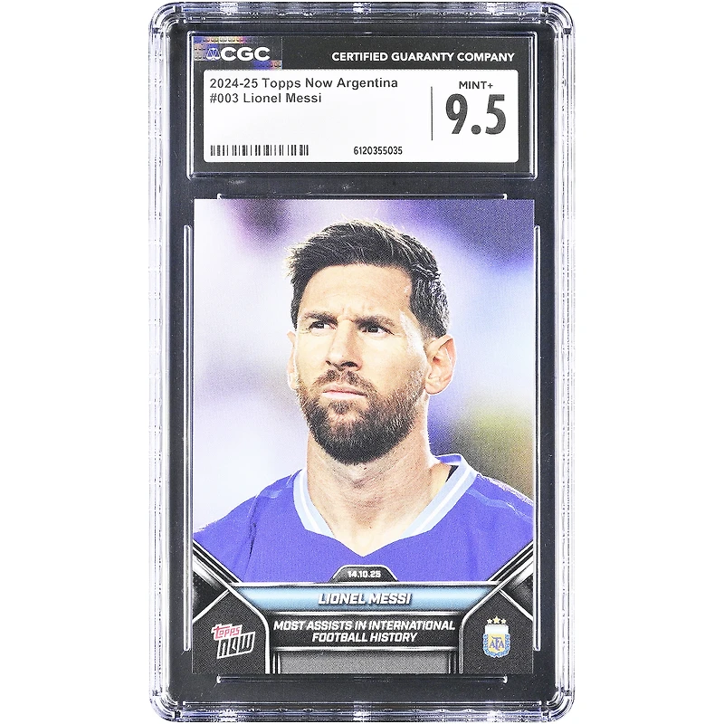Lionel Messi Argentina National Team 2024-25 Topps Now Argentina Most Assist in International Football History #3 CGC Authenticated 9.5 Card