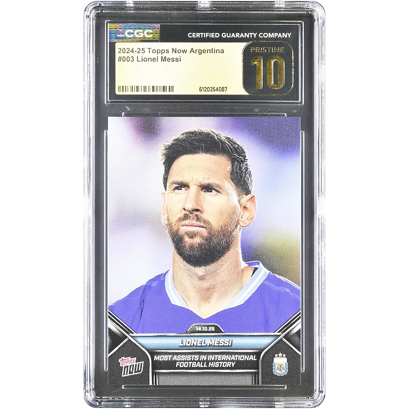 Lionel Messi Argentina National Team 2024-25 Topps Now Argentina Most Assist in International Football History #3 CGC Authenticated PRISTINE 10 Card