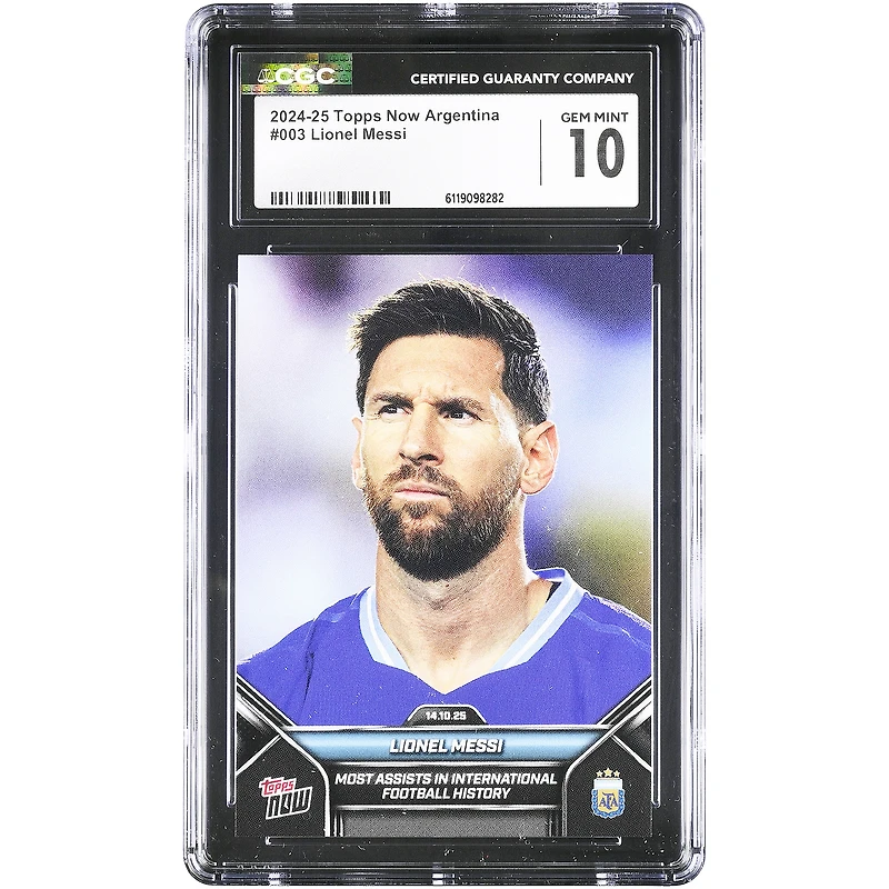 Lionel Messi Argentina National Team 2024-25 Topps Now Most Assists in International Football History #3 CGC Authenticated 10 Card