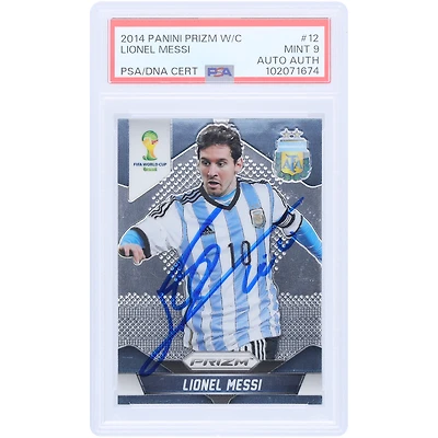 Carte Panini Prizm n° 12 de la Coupe du Monde Brésil 2014 autographiée par Lionel Messi, équipe nationale argentine, authentifiée, 9 pièces