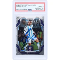 Carte Panini Prizm Copa America n°1 2024 autographiée par Lionel Messi, équipe nationale argentine, PSA, authentifiée, Mint 9
