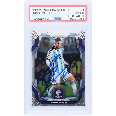 Carte Panini Prizm Copa America n°1 2024 autographiée par Lionel Messi, équipe nationale argentine, PSA, authentifiée, Mint 9