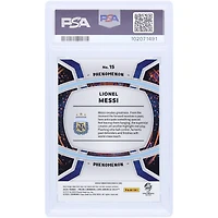 Carte Panini Prizm Phénomène Copa America 2024 autographiée par Lionel Messi de l'équipe nationale argentine #15 PSA authentifiée Mint 9