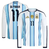 Men's adidas Angel Di Maria White Argentina National Team 2026 Home Replica Long Sleeve Jersey