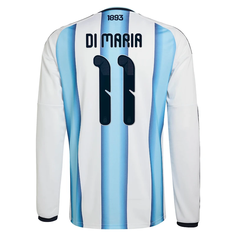 Men's adidas Angel Di Maria White Argentina National Team 2026 Home Replica Long Sleeve Jersey