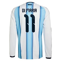 Men's adidas Angel Di Maria White Argentina National Team 2026 Home Replica Long Sleeve Jersey