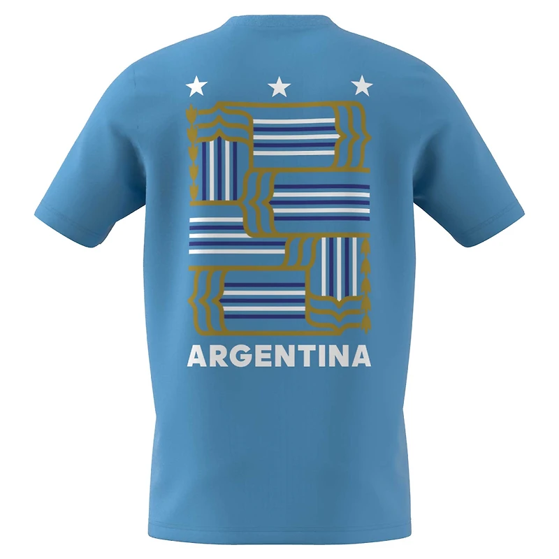 T-shirt de supporter l'équipe nationale d'Argentine adidas bleu pour hommes