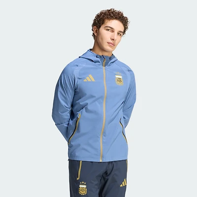 Men's adidas Blue Argentina National Team FIFA x World Cup Tiro Travel Raglan Full-Zip Windbreaker Hoodie