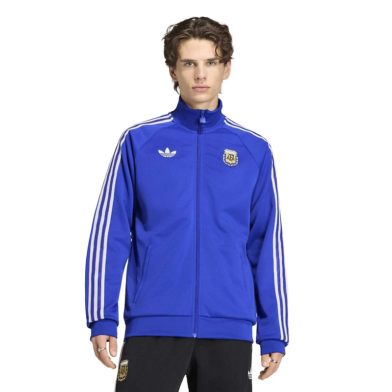 Veste de survêtement zippée adidas Originals bleue pour homme, modèle Argentine National Team.
