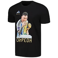 T-shirt adidas Lionel Messi pour homme, noir, trophée de l'équipe nationale d'Argentine