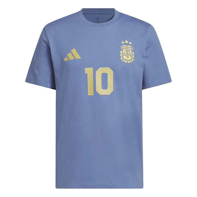 T-shirt homme adidas Lionel Messi bleu, nom et numéro de l'équipe nationale argentine