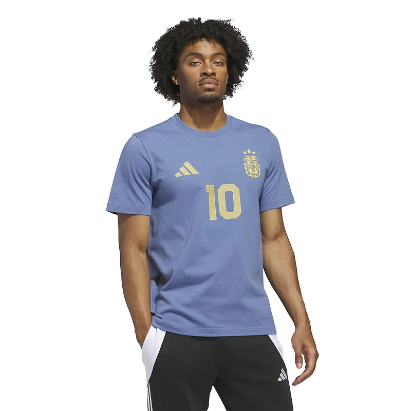 Men's adidas Lionel Messi Blue Argentina National Team Name & Number T-Shirt