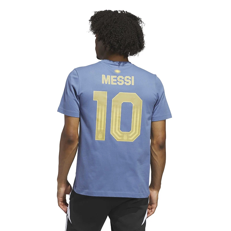 T-shirt homme adidas Lionel Messi bleu, nom et numéro de l'équipe nationale argentine