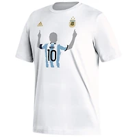 T-shirt de célébration des gagnants l'équipe nationale d'Argentine adidas Lionel Messi pour homme - Blanc 2022