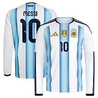 Men's adidas Lionel Messi White Argentina National Team 2026 Home Replica Long Sleeve Jersey