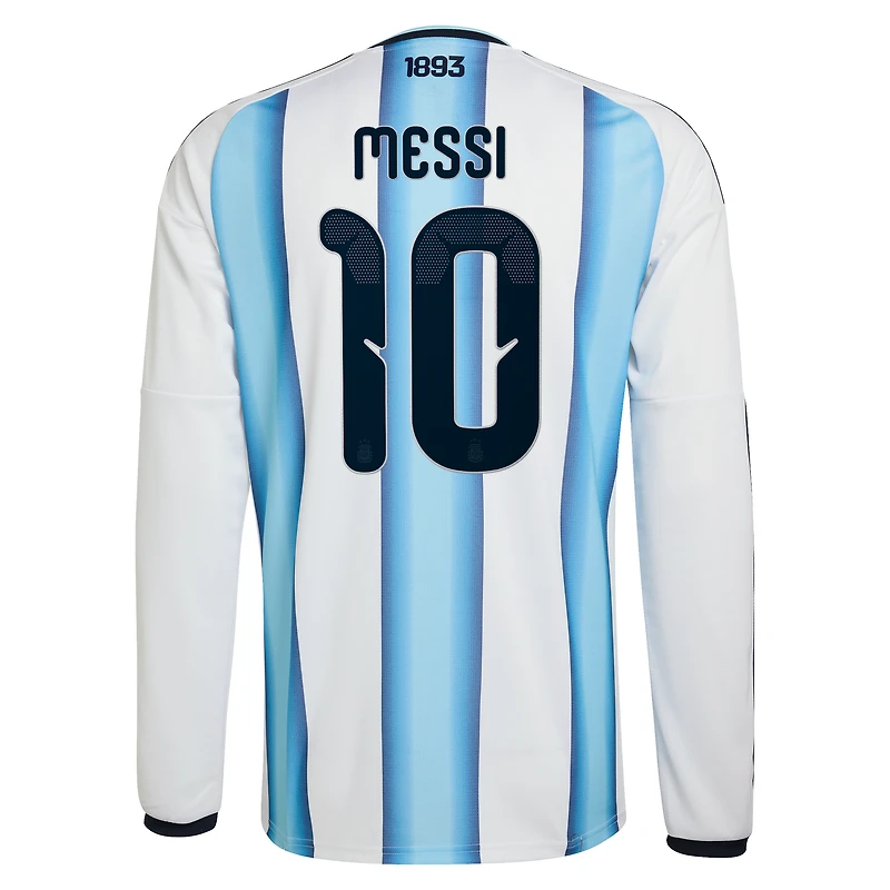 Men's adidas Lionel Messi White Argentina National Team 2026 Home Replica Long Sleeve Jersey