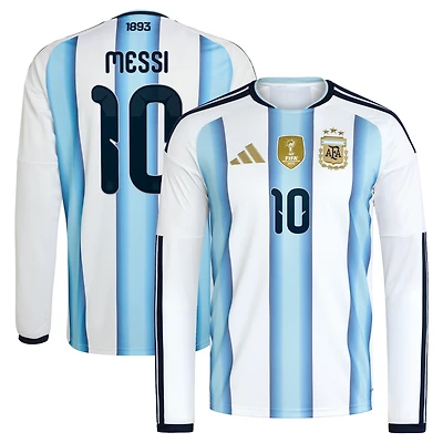 Men's adidas Lionel Messi White Argentina National Team 2026 Home Replica Long Sleeve Jersey