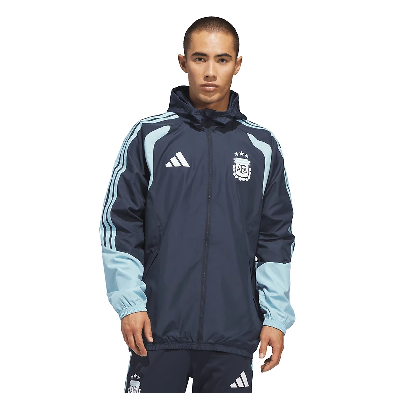 Veste zippée intégrale adidas Tiro bleu marine pour homme, équipe nationale d'Argentine, FIFA x Coupe du Monde 2026
