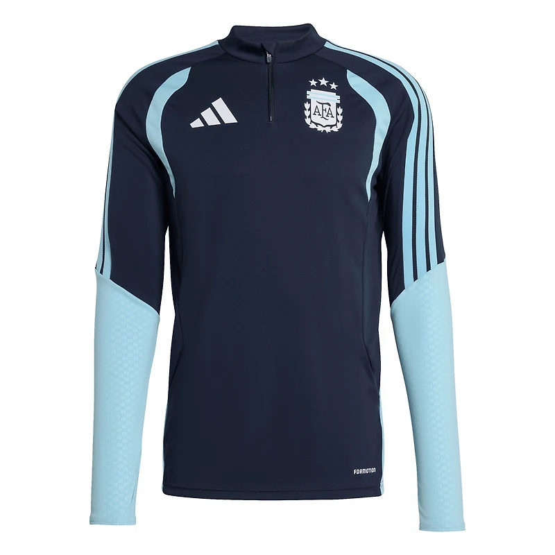 Haut d'entraînement zippé 1/4 adidas bleu marine pour homme, équipe nationale d'Argentine, FIFA x Coupe du Monde 2026