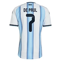 Maillot domicile authentique adidas Rodrigo de Paul blanc l'équipe nationale d'Argentine 2026