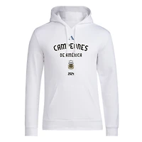 Men's adidas White Argentina National Team 2024 Copa America Champions Pullover Hoodie