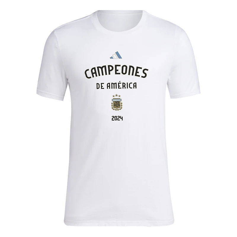 Men's adidas White Argentina National Team 2024 Copa America Champions T-Shirt