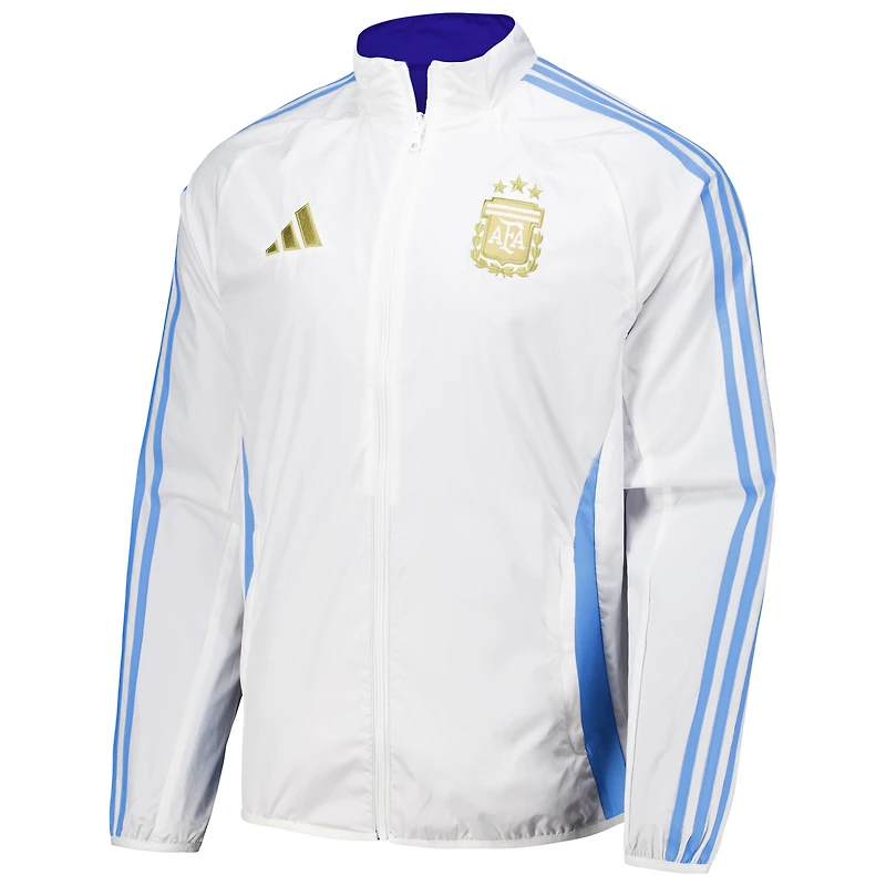 Men's adidas White Argentina National Team 2024 Reversible Anthem Full-Zip Jacket