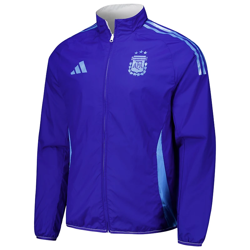 Men's adidas White Argentina National Team 2024 Reversible Anthem Full-Zip Jacket