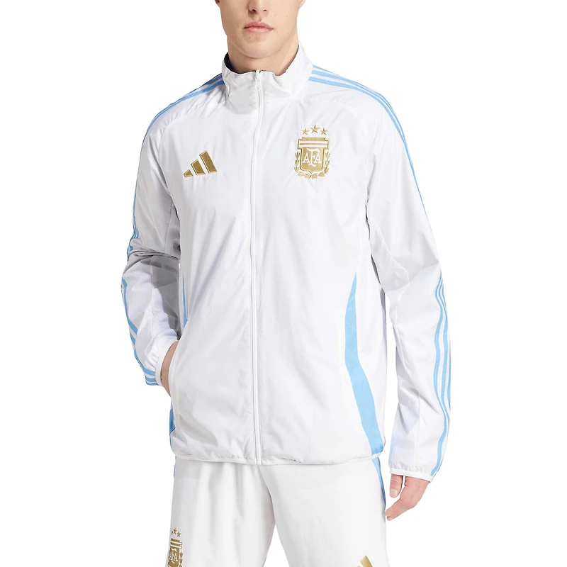 Men's adidas White Argentina National Team 2024 Reversible Anthem Full-Zip Jacket