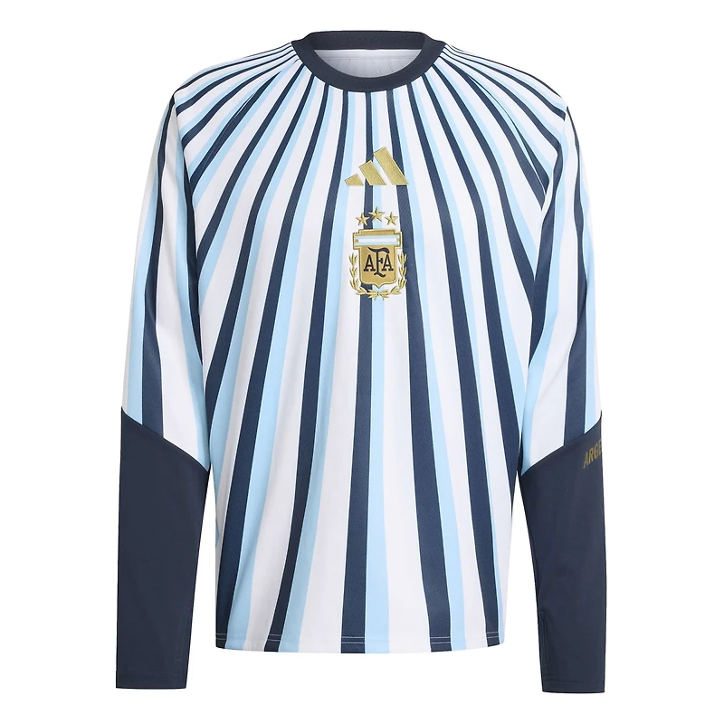 Men's adidas White Argentina National Team 2026 Long Sleeve Pre-Match Top
