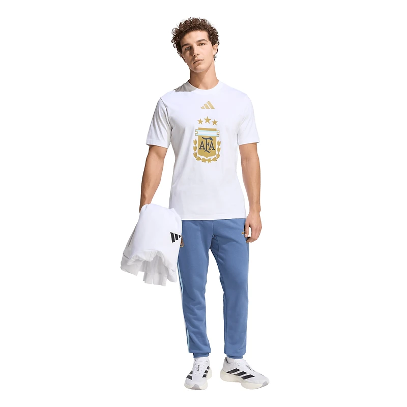 T-shirt graphique adidas blanc pour homme, équipe nationale d'Argentine, FIFA x Coupe du Monde Alphaskin