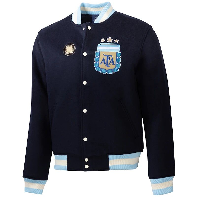 Veste universitaire à boutons-pression pour homme, modèle Légendes de l'équipe nationale d'Argentine, design sport suédois et marine