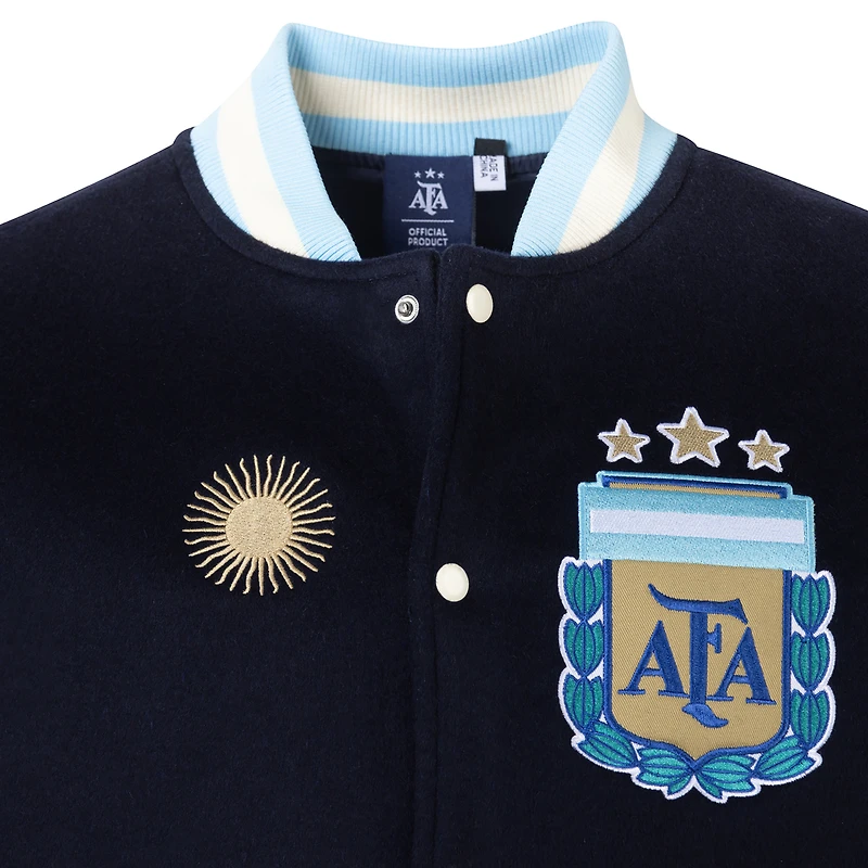 Veste universitaire à boutons-pression pour homme, modèle Légendes de l'équipe nationale d'Argentine, design sport suédois et marine