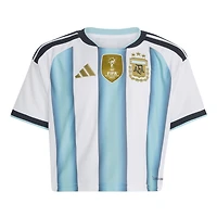 Women's adidas  White Argentina National Team FIFA x World Cup 2022 Winners Home Cropped Replica Jersey