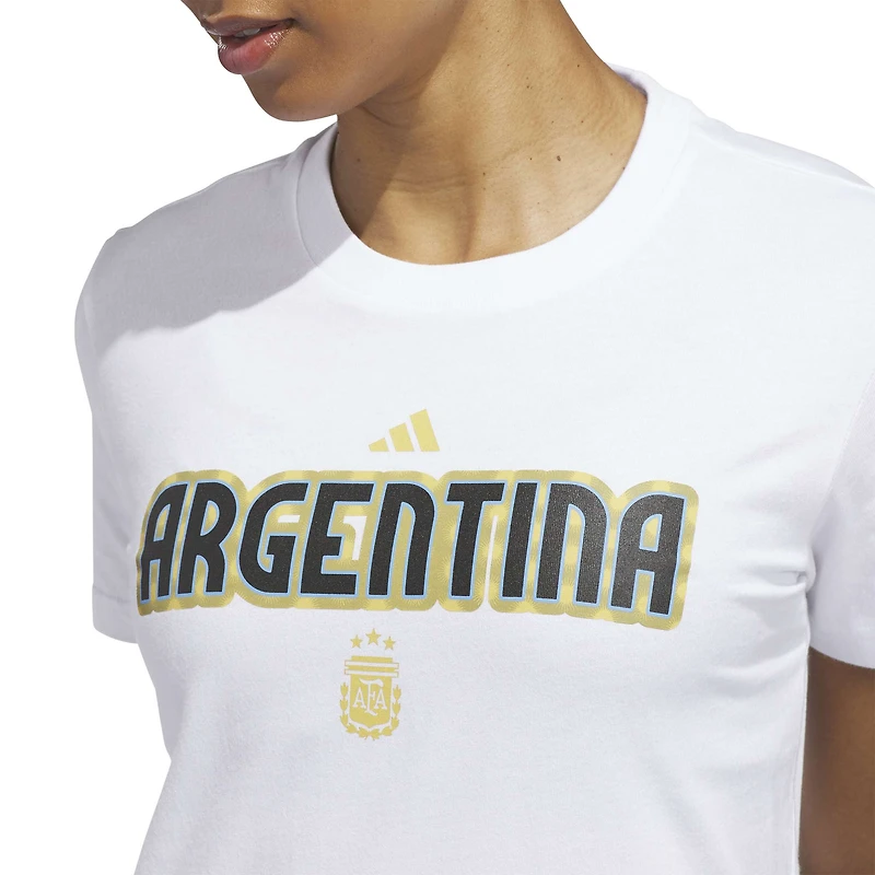 Women's adidas White Argentina National Team Jersey Hook T-Shirt