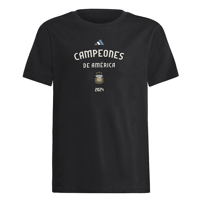 Youth adidas Black Argentina National Team 2024 Copa America Champions T-Shirt