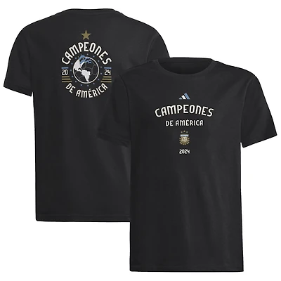 Youth adidas Black Argentina National Team 2024 Copa America Champions T-Shirt