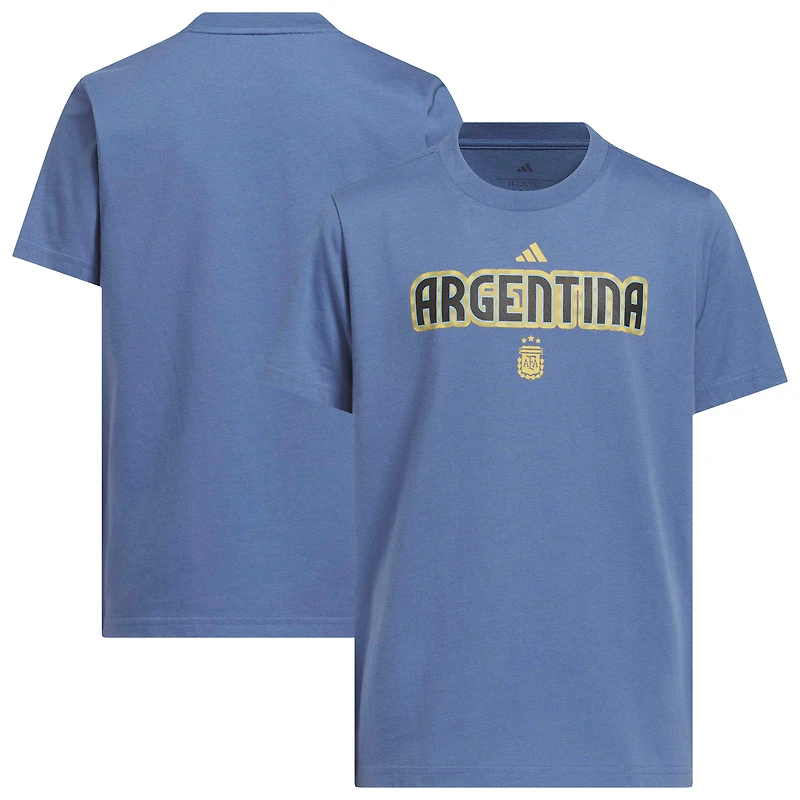 T-shirt adidas bleu pour jeunes de l'équipe nationale d'Argentine
