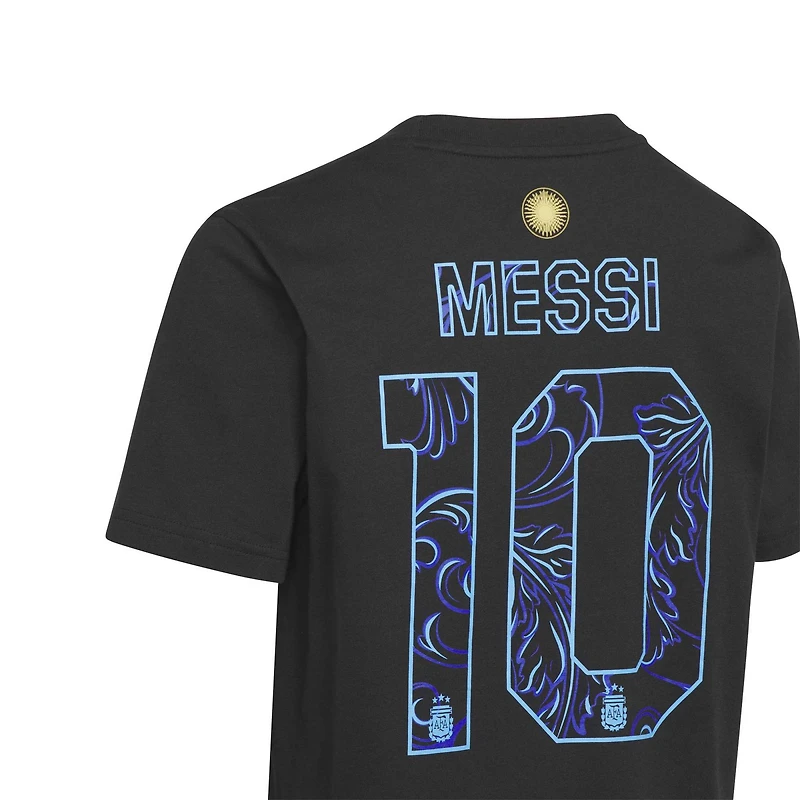 Maillot extérieur noir Lionel Messi Argentine 2026 adidas pour enfant, nom et numéro à crocheter